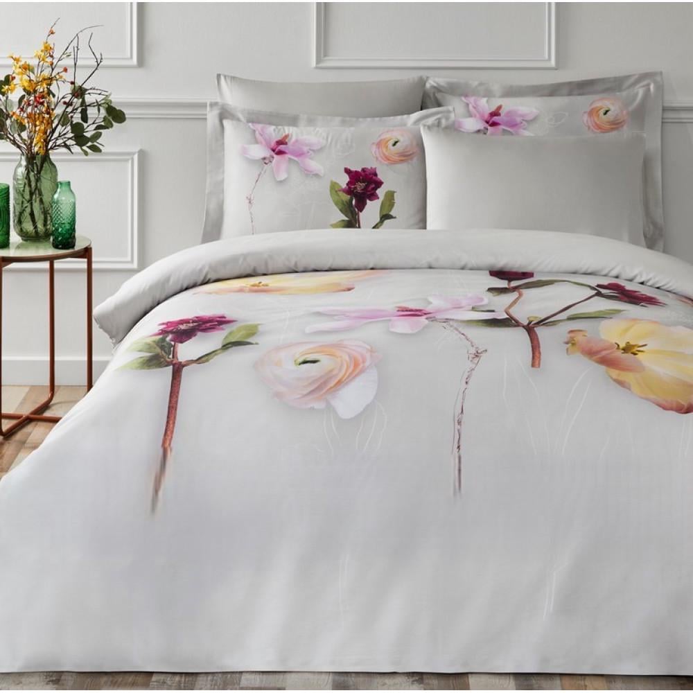 Комплект постельного белья Tivolyo Home Floris gri делюкс сатин евро (2000022283020)