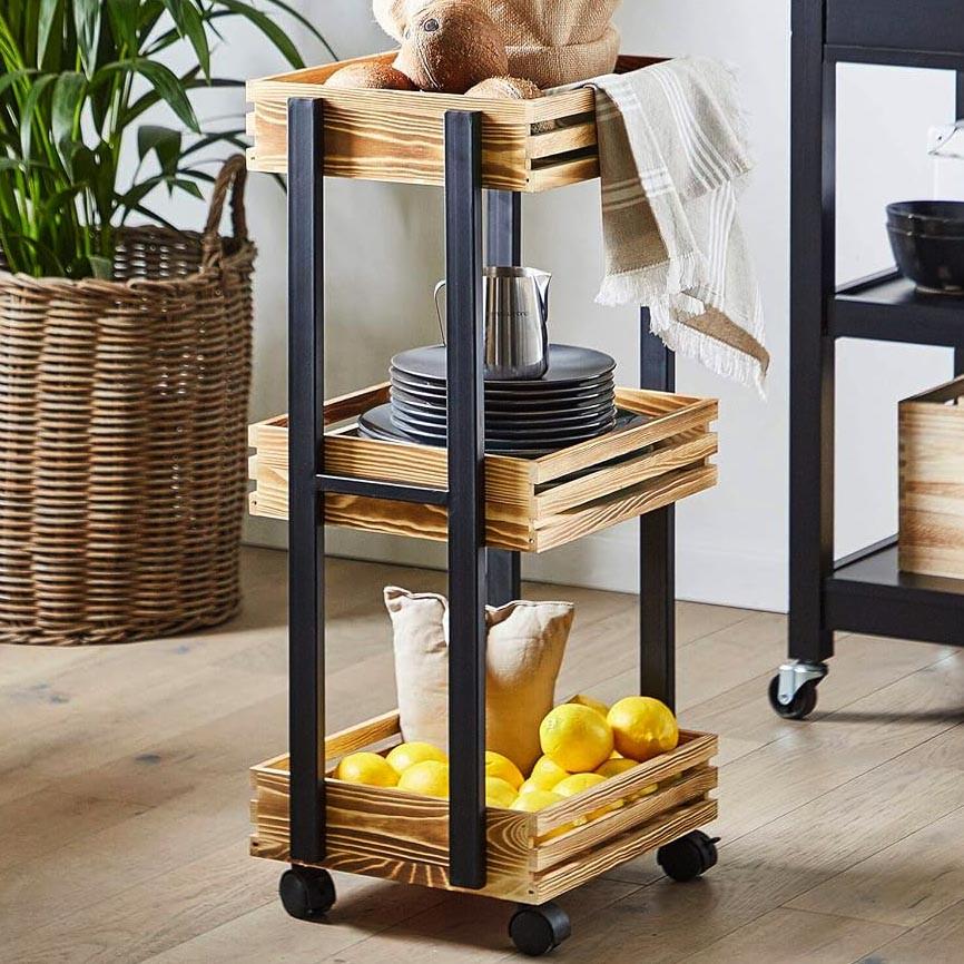 Этажерка для ванной из дерева на колесиках Трантар Венге/Трюфель (АБТ-00851228)