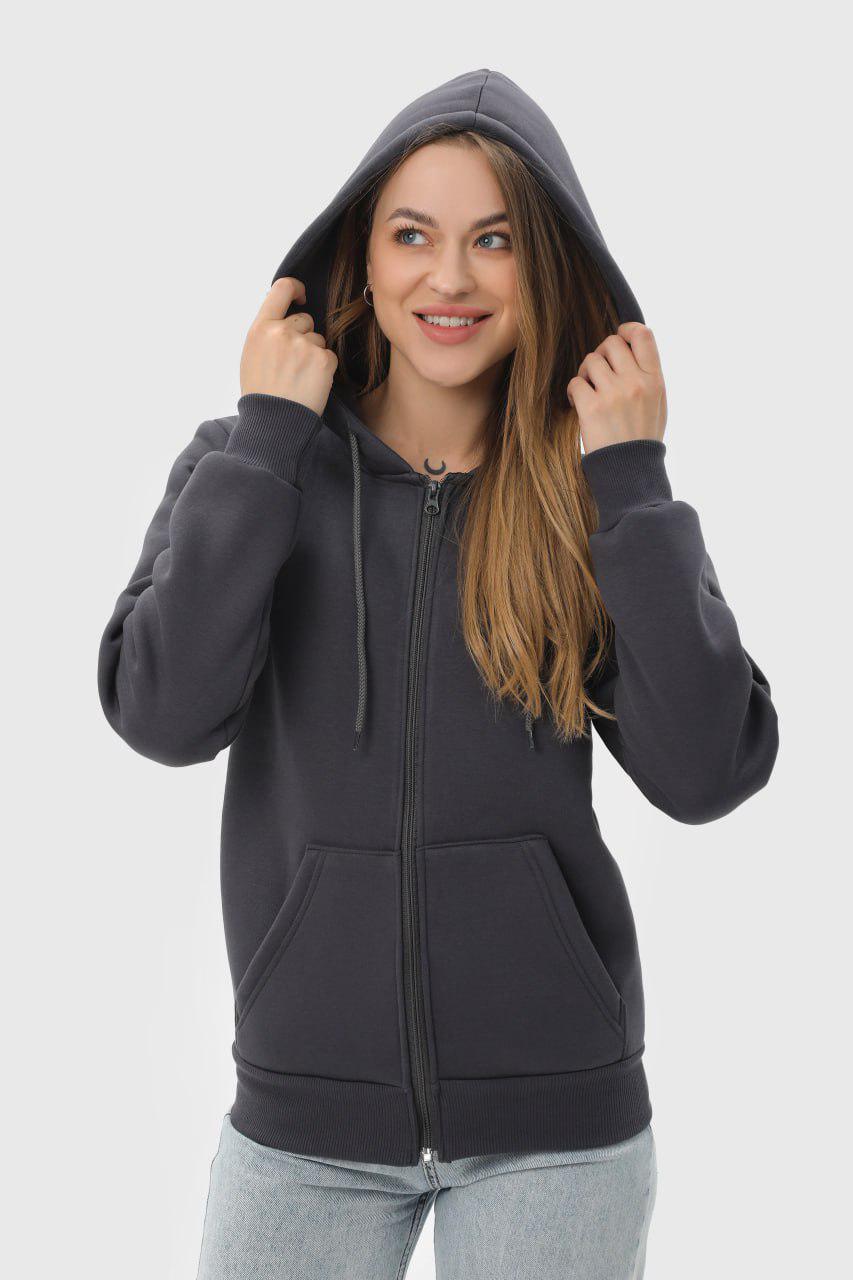 Худі на замку утеплене RAY BASIC U0405L UNISEX M Темно-сірий - фото 5 Худі на замку утеплене RAY BASIC U0405L UNISEX M Темно-сірий - фото 5