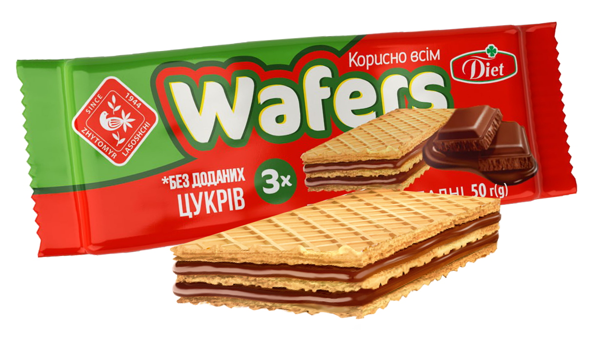 Вафлі з начинкою Wafers Diet з ароматом шоколаду 50 г (214318)