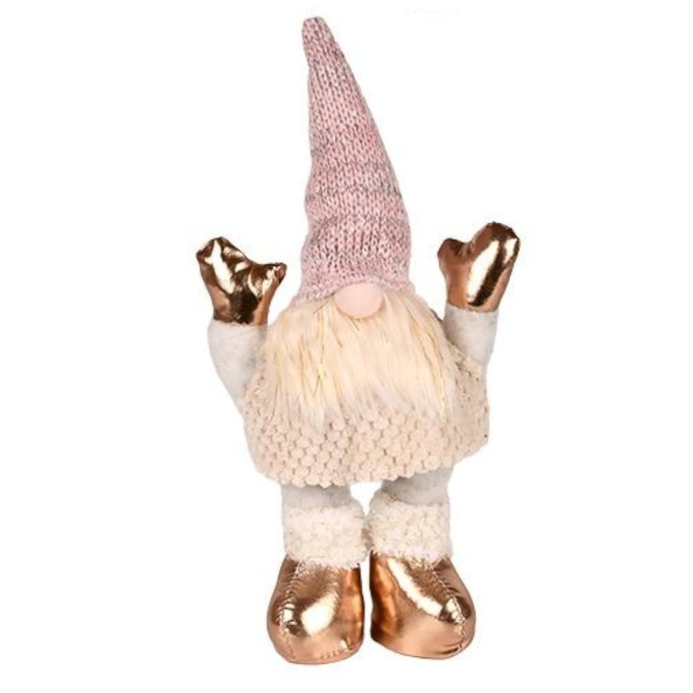 Фигурка новогодняя Гном с подсветкой Stenson Gnome 30 см Белый/Розовый (R95934)