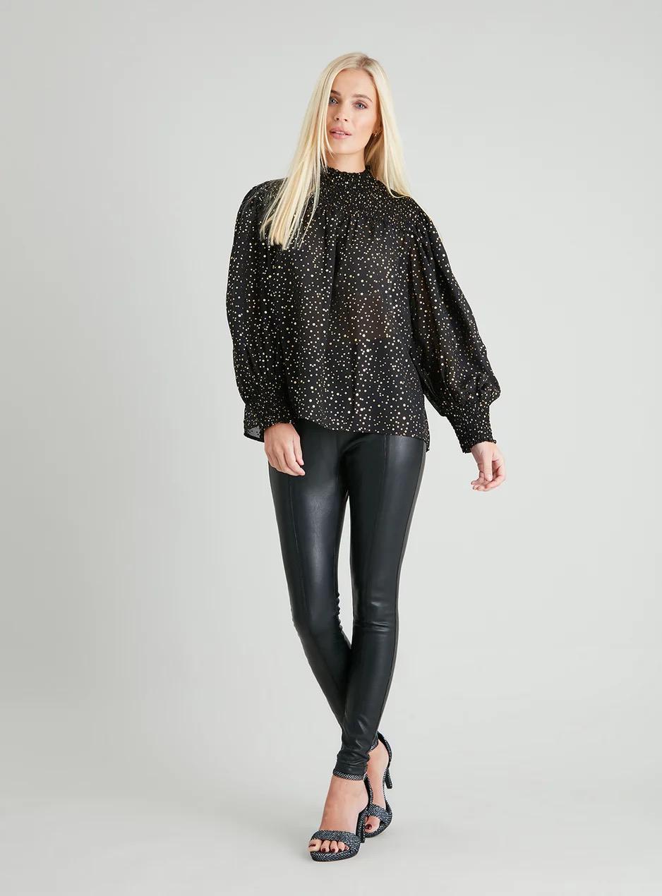 Блузка TU в золоту крапку напівпрозора L Чорний - фото 3