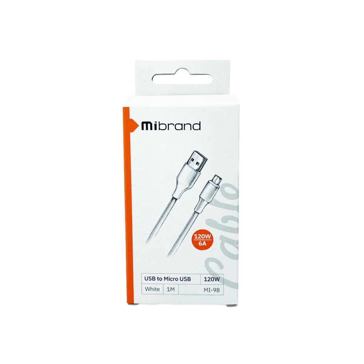 Кабель Mibrand MI-98 USB to Micro USB 120W 1 м White (MIDC/98MW) - фото 2