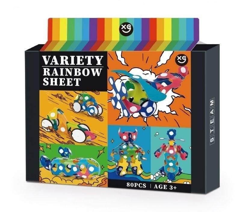 Конструктор Steam 3D магнитный развивающий Variety Rainbow Sheet 80 эл. Разноцветный (SE680793)