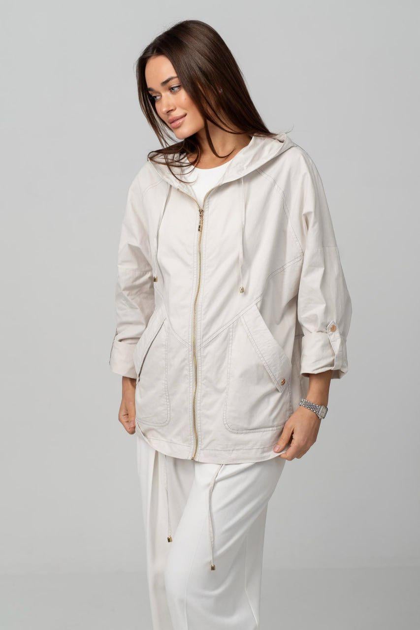 Вітрівка жіноча з капюшоном 2XL Айворі (33357639)