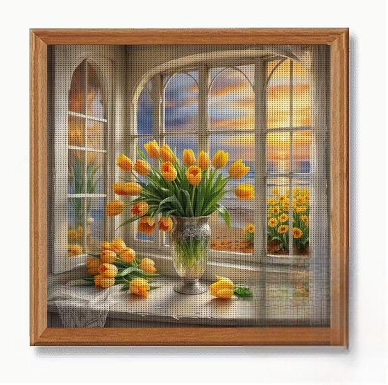 Набор для вышивания крестиком JOZYSH Сияние тюльпанов 14CT канва Аиду с нанесенным рисунком 40x40 см (2896809446)