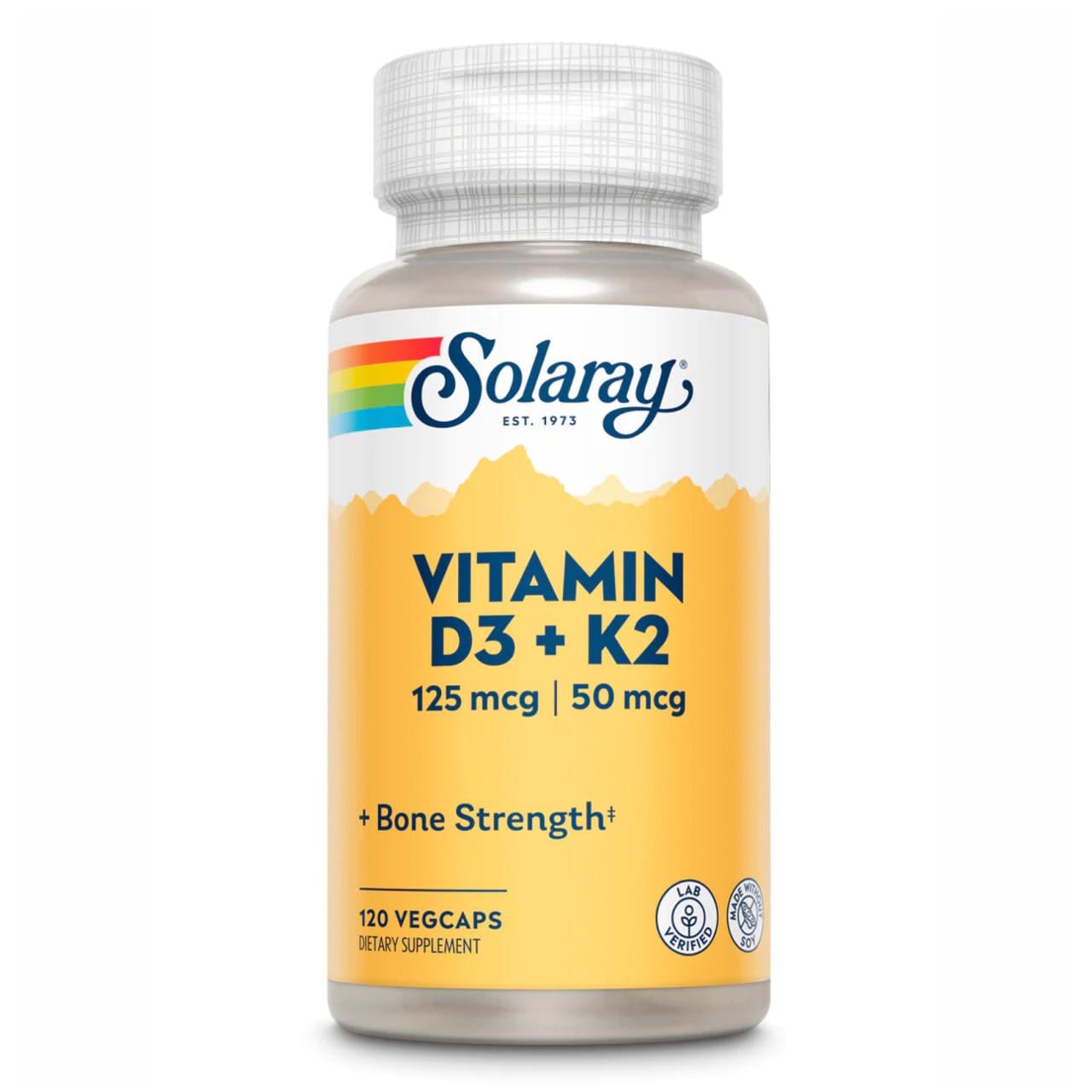 Вітамін D3 + K2 NOW Foods комплекс для кісток/судин та імунітету 120 капсул