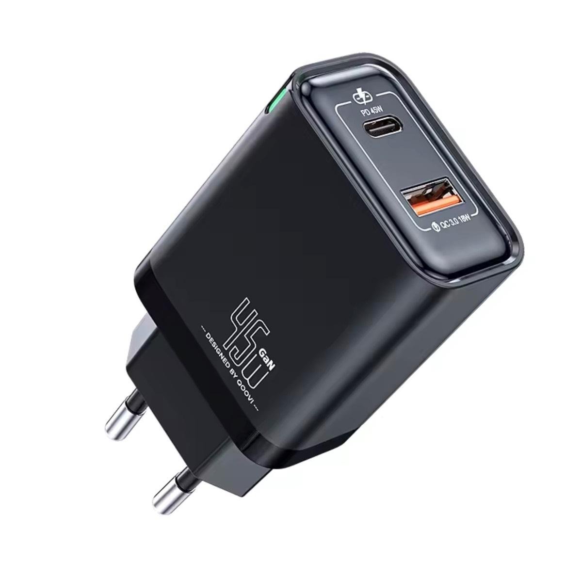 Зарядное устройство Qoovi 45W GaN PD USB-C/USB-A (31771308)