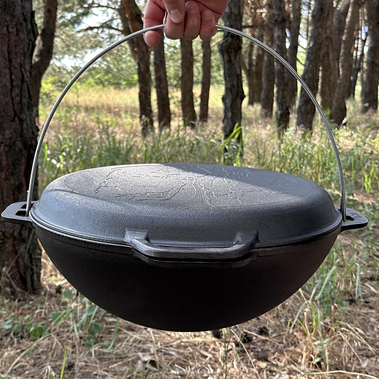 Казан азиатский КА-12КС чугунный с крышкой-сковородой 12 л 48х48х20 см (KА12-2) - фото 8