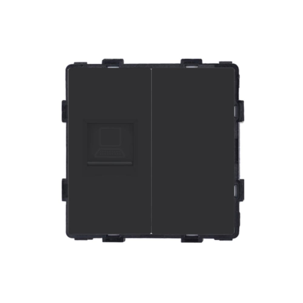 Розетка компьютерная RJ-45 ELIOS настенная дизайнерская Черный (86-CAT6BLK-BK)