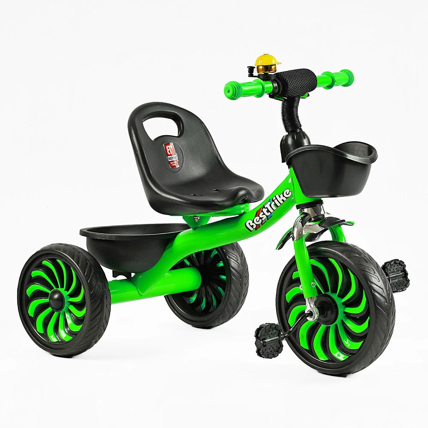 Велосипед детский 3-х колесный Best Trike стальная рама/колокольчик/2 корзины Green (146097)