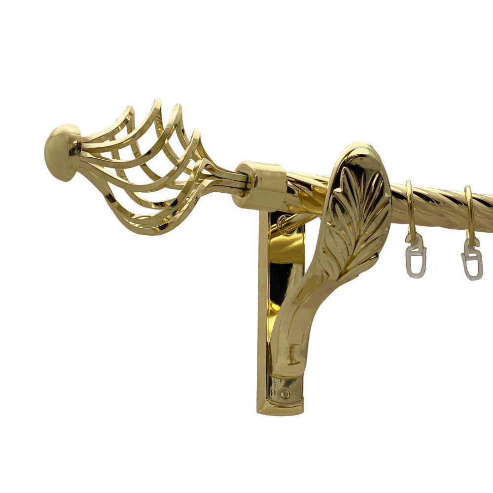 Карниз Orvit Арезо металевий однорядний ретро скручена труба кільце металеве 25 мм 160 см Золото (00-00010747) - фото 1 Карниз Orvit Арезо металевий однорядний ретро скручена труба кільце металеве 25 мм 160 см Золото (00-00010747) - фото 1