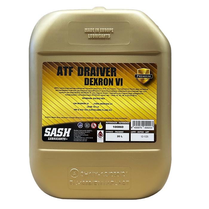 Автомобільна гідротрансмісійна олива SASH ATF DRAIVER DEXRON VI 20 л 100860 (166859)