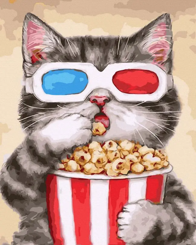 Картина по номерам Brushme Котенок в кино 40x50 см (BRM44670) Картина по номерам Brushme Котенок в кино 40x50 см (BRM44670)