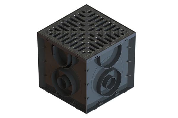 Дождеприемник пластиковый Easy 250х250 мм с решеткой пластиковой щелевой без корзины Черный (0867081.7)