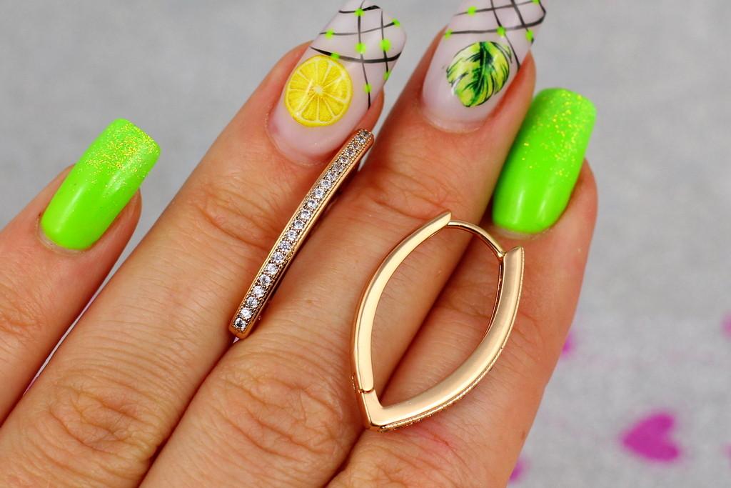 Серьги Хuping Jewelry Овальные дорожки из камней 2,6 см Золотистый (1433188363)