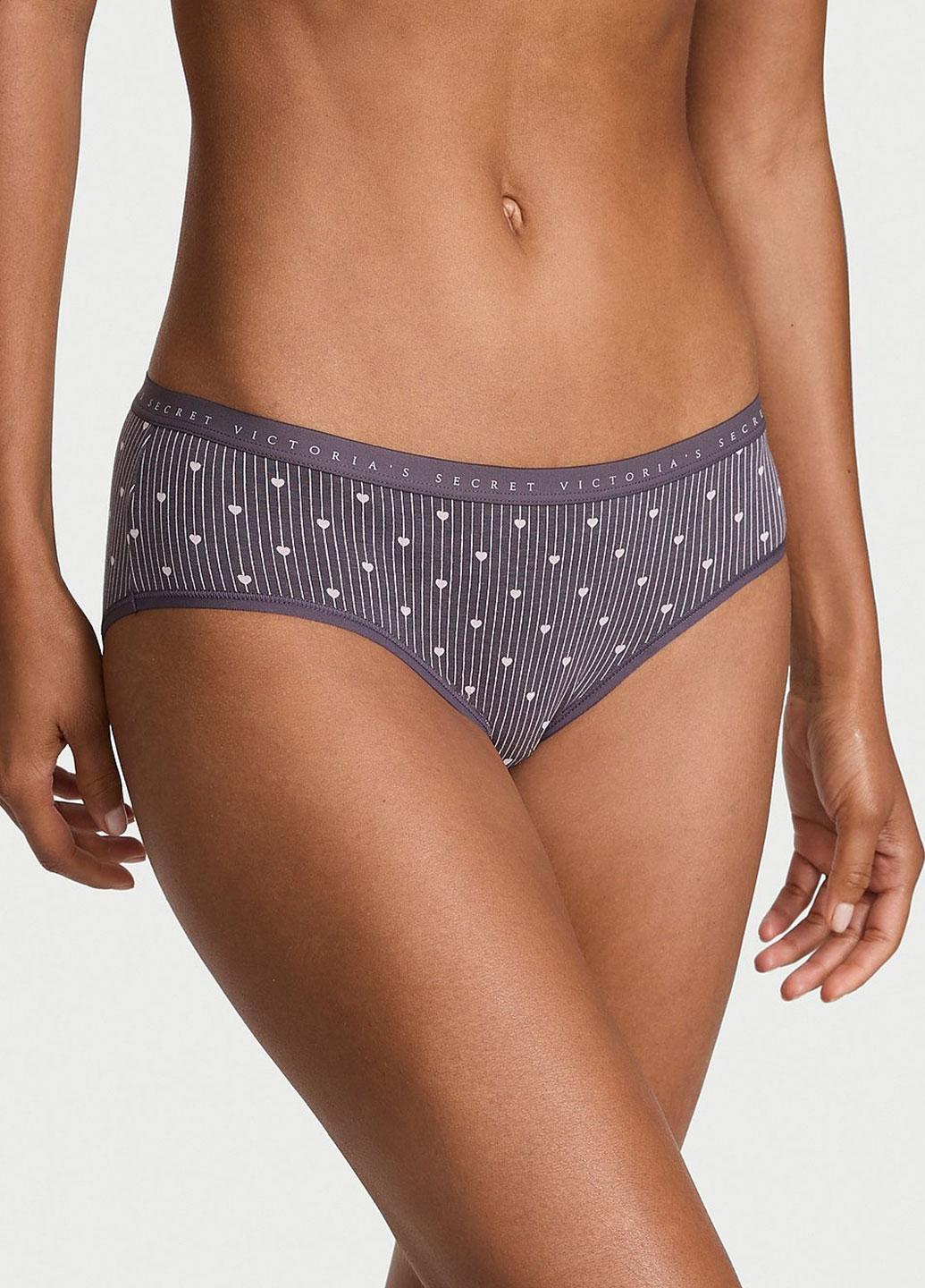 Трусики бавовняні в смужку Victoria's Secret Logo Cotton XL Сірий (704000415965QCXXL)