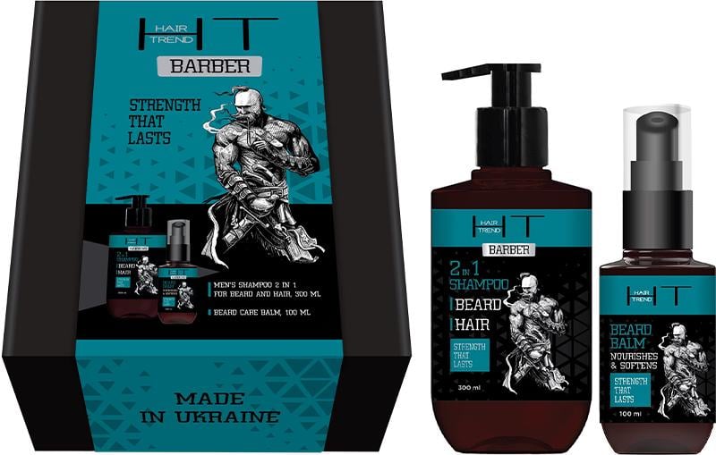 Подарочный набор косметики по уходу за бородой Hair Trend шампунь 2в1 300 мл/бальзам 100 мл (29578579) Подарочный набор косметики по уходу за бородой Hair Trend шампунь 2в1 300 мл/бальзам 100 мл (29578579)