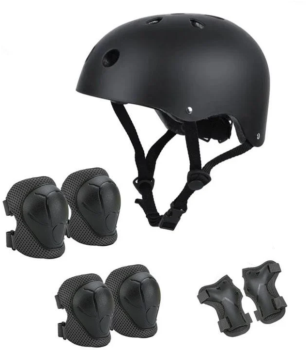 Шолом для велосипеда та наколінники та налокітники та наладонники Чорний (29198656)