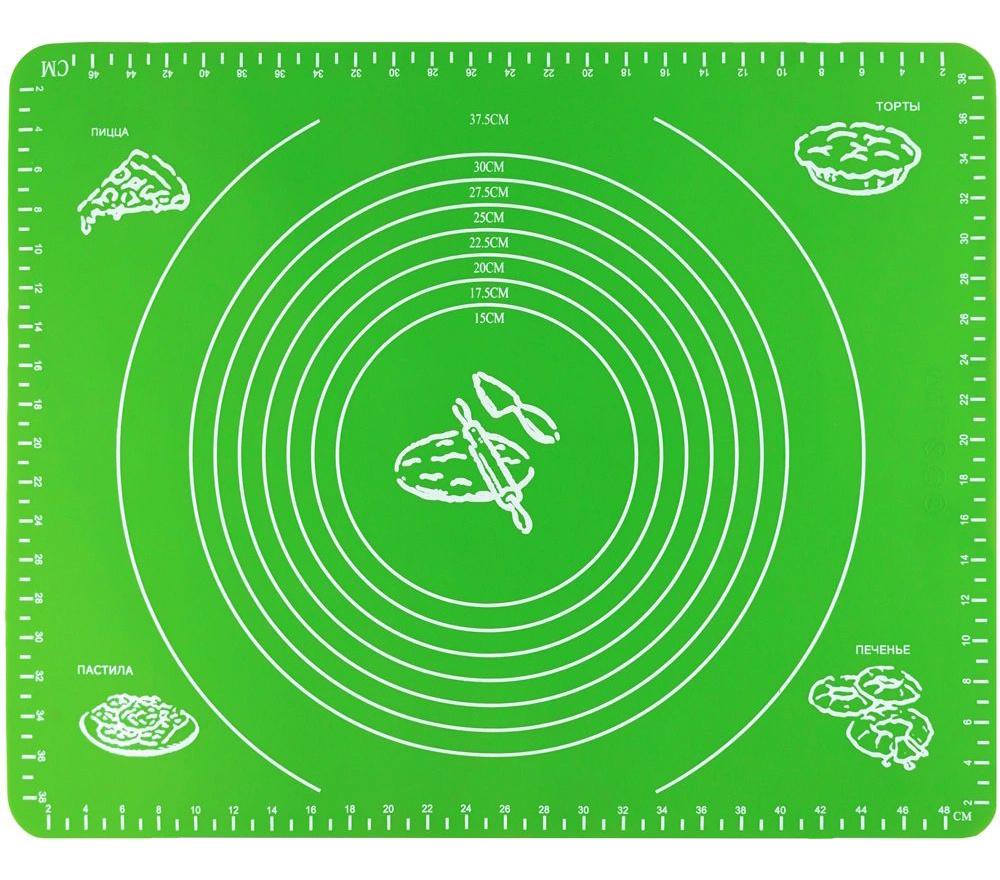 Коврик для раскатывания теста с разметкой 40x50 см Зеленый - фото 1