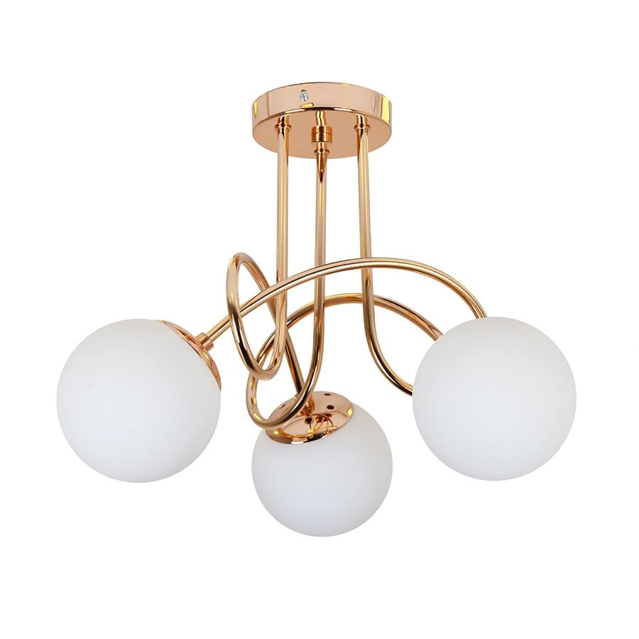 Люстра потолочная Levistella 7529903-3 GOLD/WH металлическая со стеклянными плафонами под лампы Е27 (106-16-LVS4725)