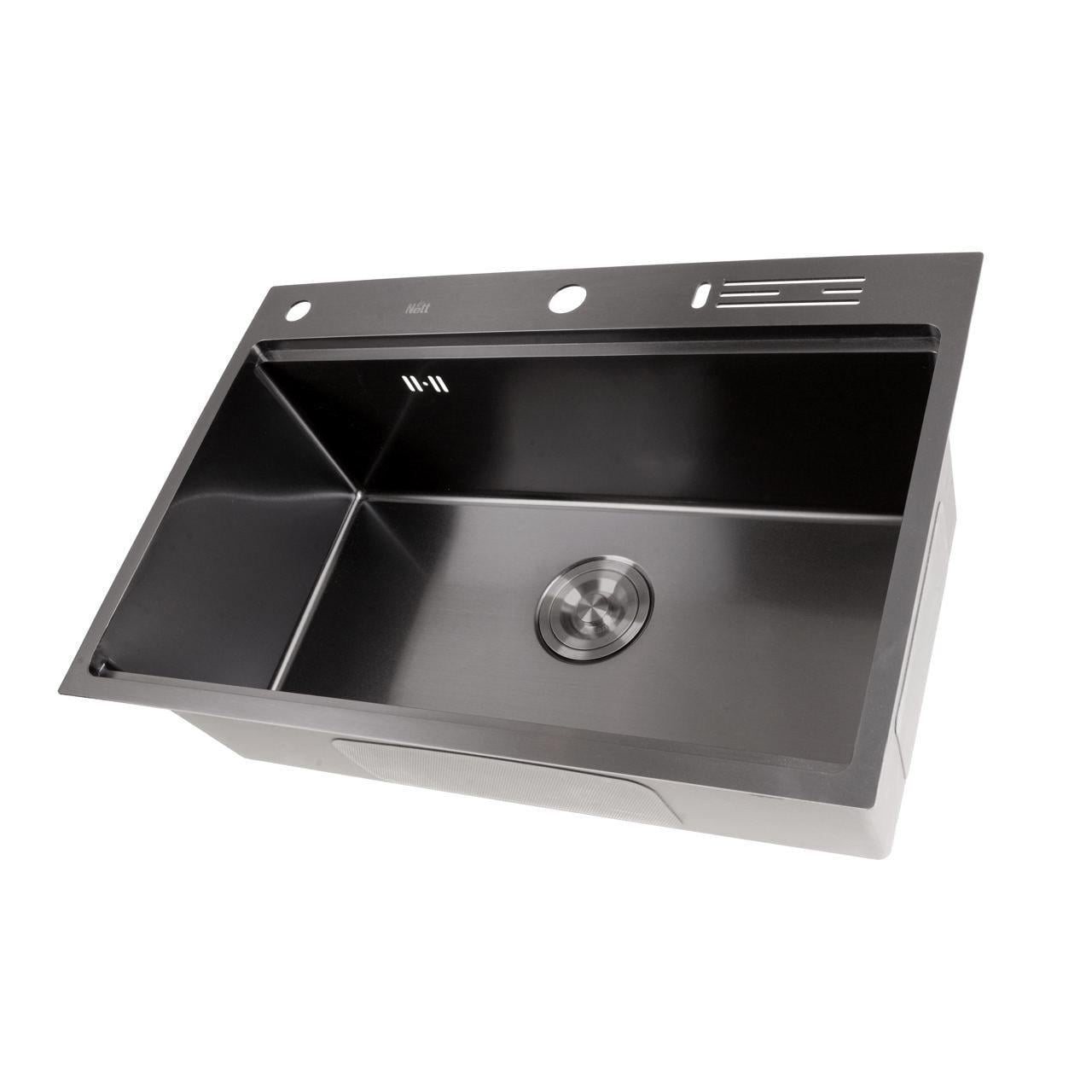 Мийка для кухні мультифункціональна Nett NB-7048 з неіржавкої сталі з PVD-покриттям Чорний (2999642963)