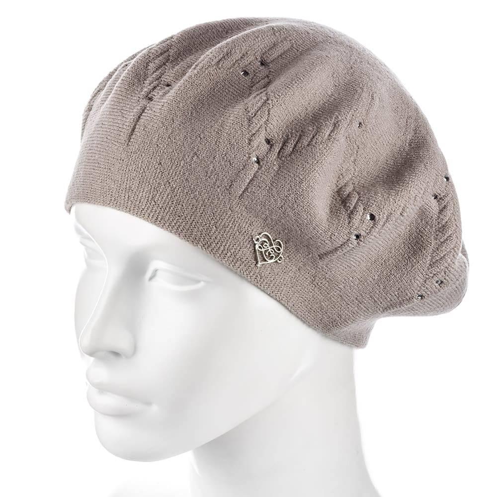 Берет женский Zolly ZH186 двойной со стразами тонкой вязки Лен