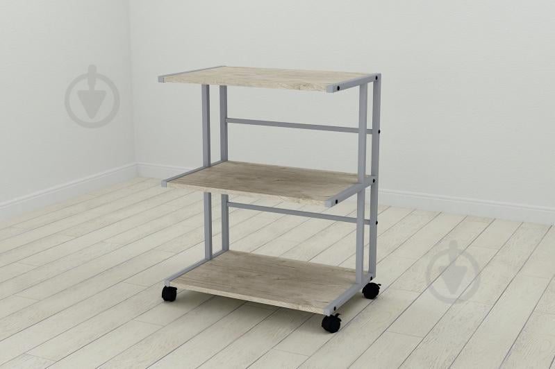 Этажерка на колесиках Ferrum-decor Камило 75x40x60 металл Серый ДСП Дуб Шервуд 16мм (KAM0016)
