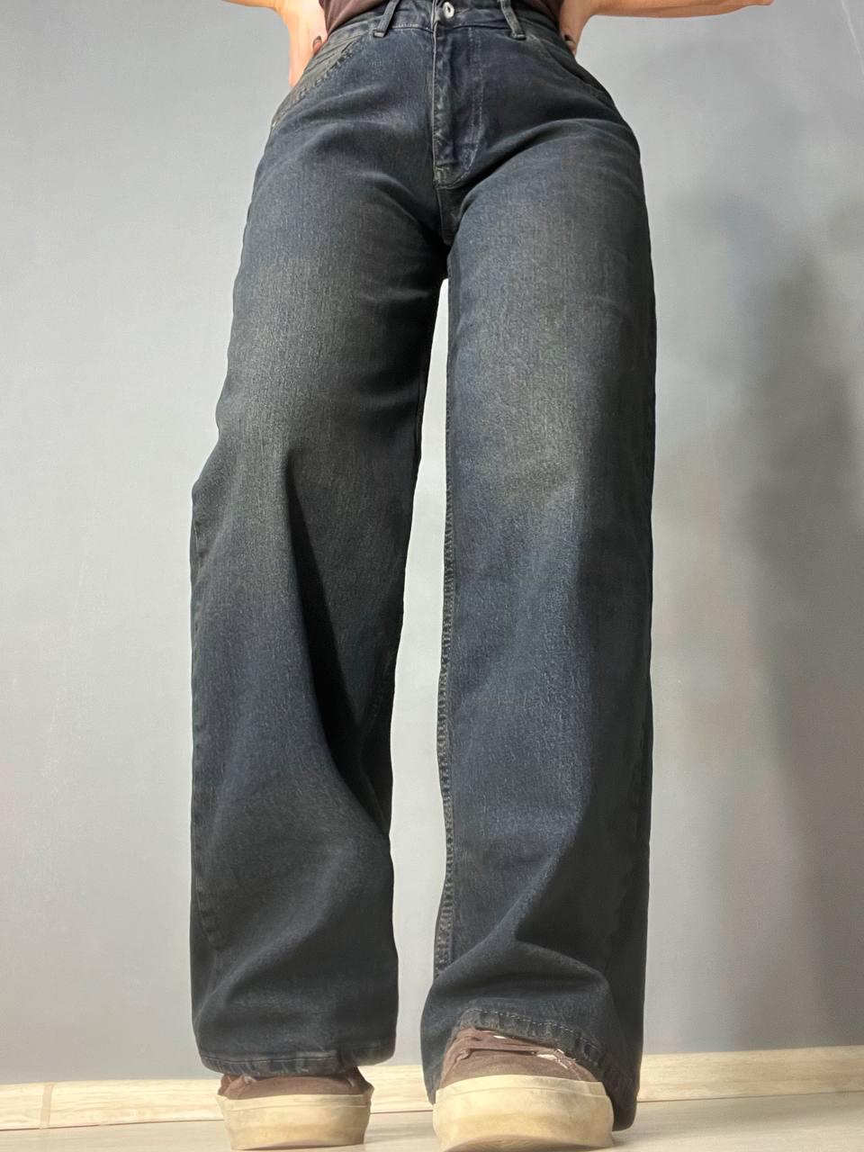 Джинсы женские I8 55516 Baggy Straight fit палаццо ровные от бедра р. 25 Синий с коричневым (2707) - фото 7