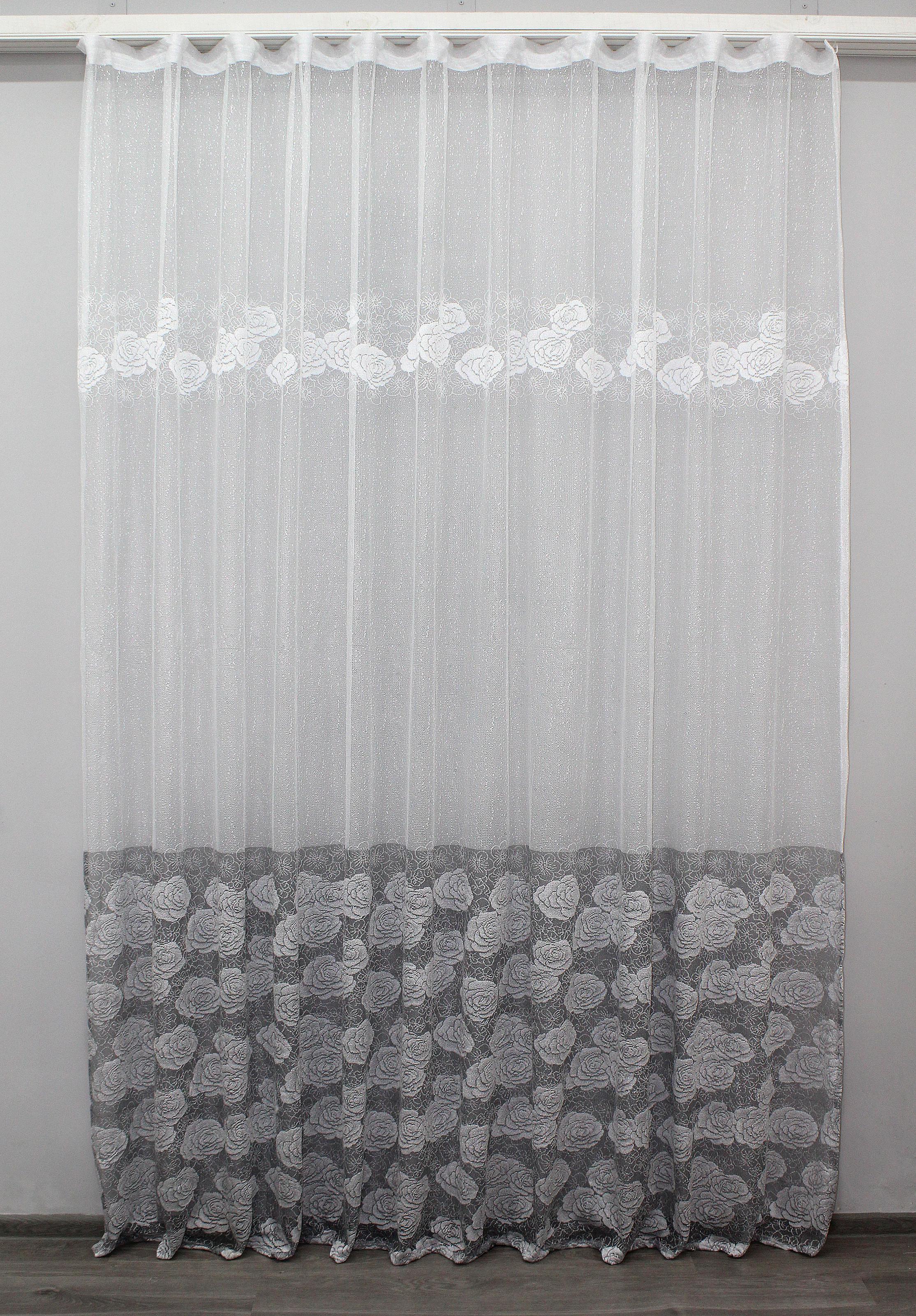 Тюль VR-Textil 1132т Greta жаккард 300х270 см Белый/Серый (40-910)