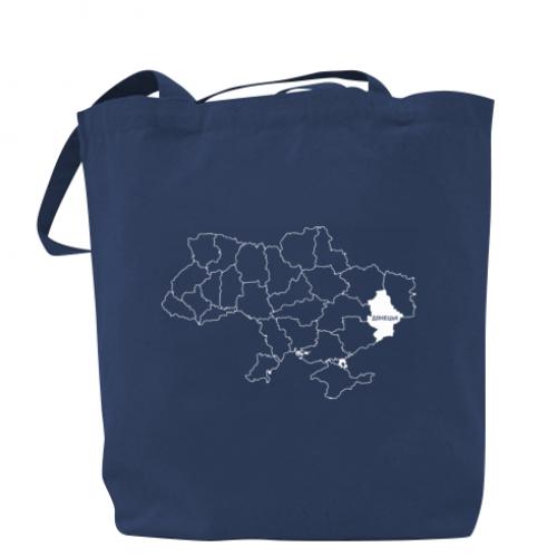Шопер Донецьк на мапі України 37х41 см Темно-синій (15386697-8-191576) - фото 1 Шопер Донецьк на мапі України 37х41 см Темно-синій (15386697-8-191576) - фото 1