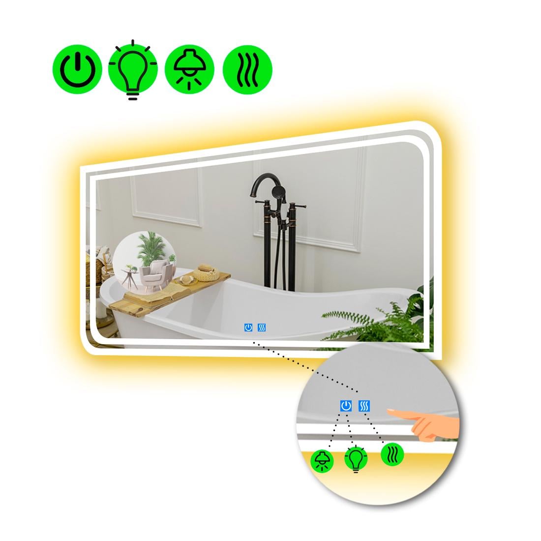 Зеркало с LED подсветкой Federica с двумя сенсорами 120x80 см (8776432)