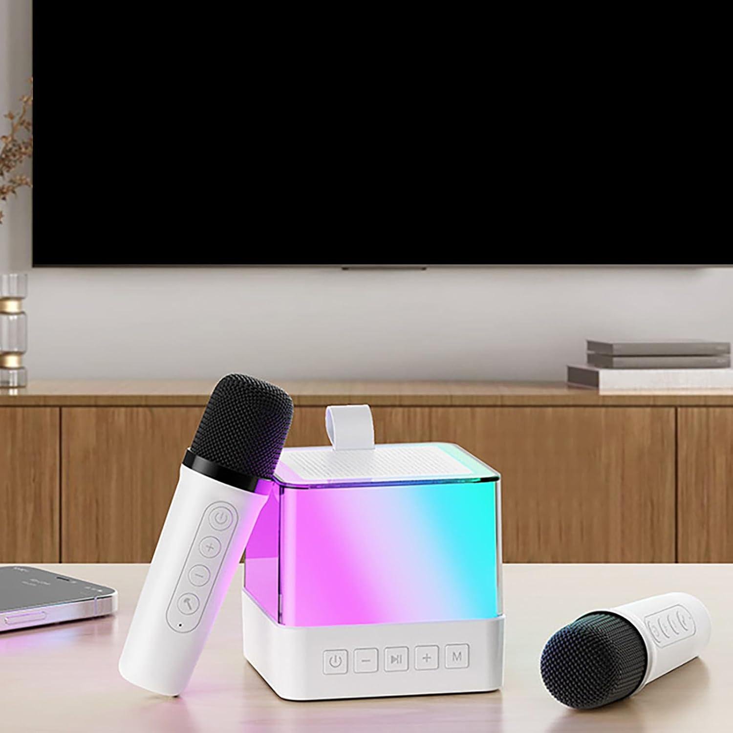 Колонка караоке дитяча з двома бездротовими мікрофонами RGB підсвічуванням (K18) - фото 9