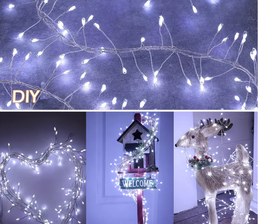 Гирлянда ветодиодная  для декора на батарейках с пультом 6 м 200 LED 8 режимов (1130) - фото 7