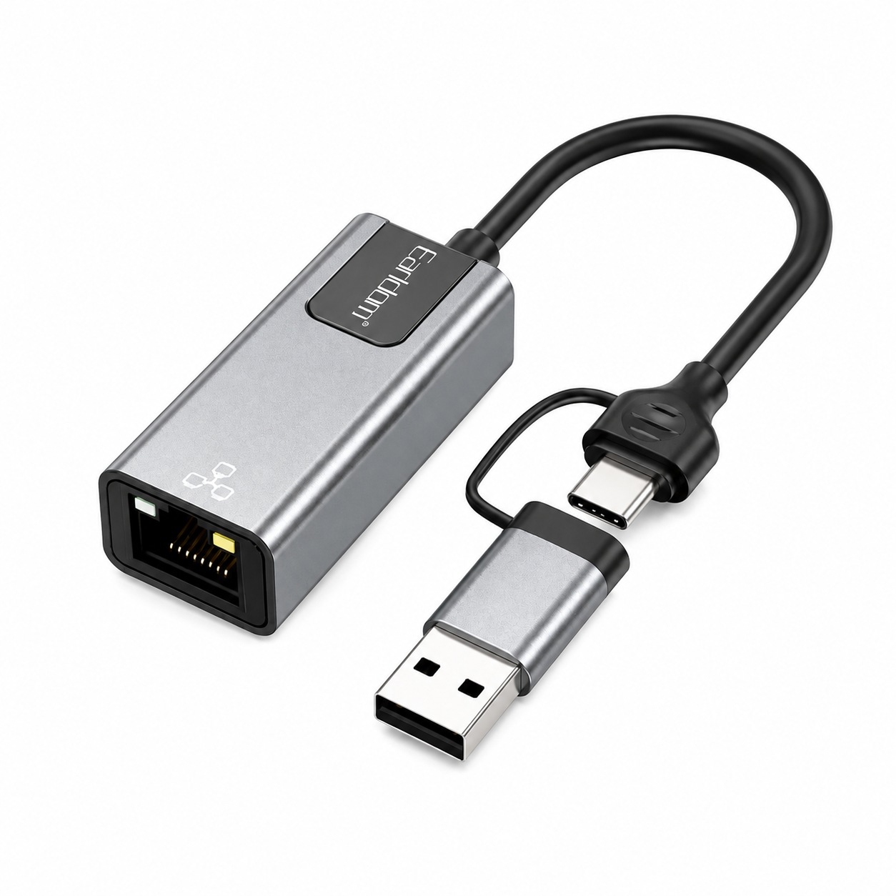 Адаптер сетевой USB-A/USB-C для подключения ноутбука/компьютера и планшета к проводному интернету (Т83556)