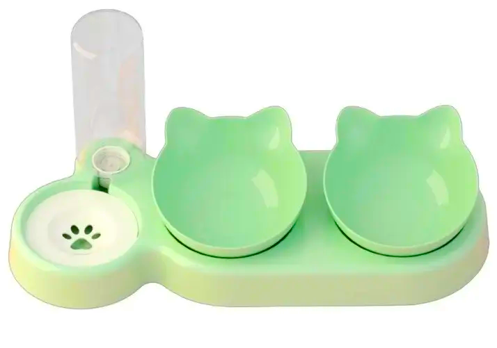 Миска для тварин подвійна з автоматичною поїлкою 500 мл Зелений (29370952)