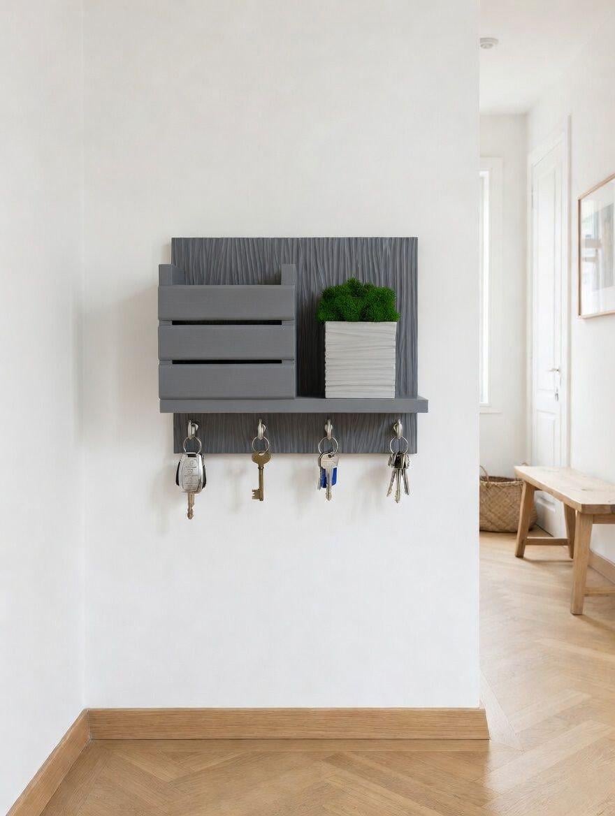 Ключница настенная брашированное дерево 30 см+ кашпо (33075826) Ключница настенная брашированное дерево 30 см+ кашпо (33075826)