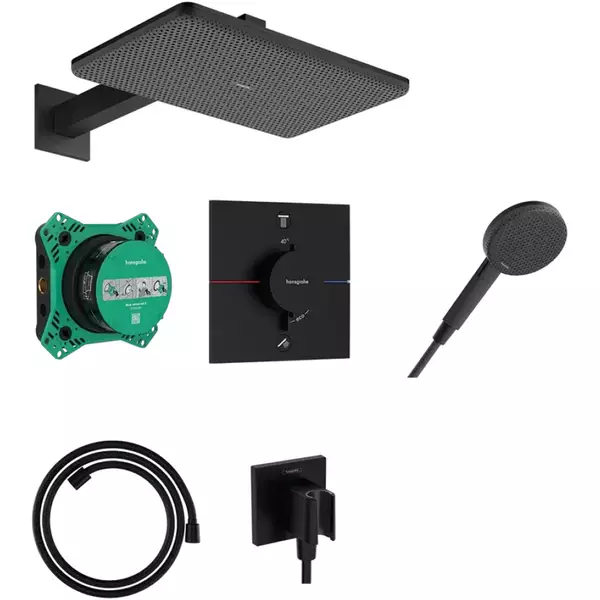 Душевая система скрытого монтажа Hansgrohe Raindance Alive Q 24620670 210/340 1jet с термостатом Черный матовый (35623870) Душевая система скрытого монтажа Hansgrohe Raindance Alive Q 24620670 210/340 1jet с термостатом Черный матовый (35623870)