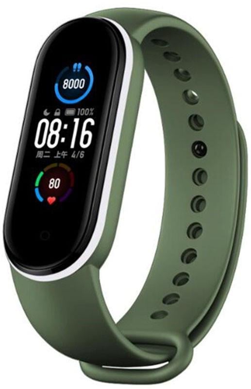 Ремешок UWatch Double Color Replacement Silicone Band Line For Xiaomi Mi Band Line 5/6/7 Khaki/White - фото 1