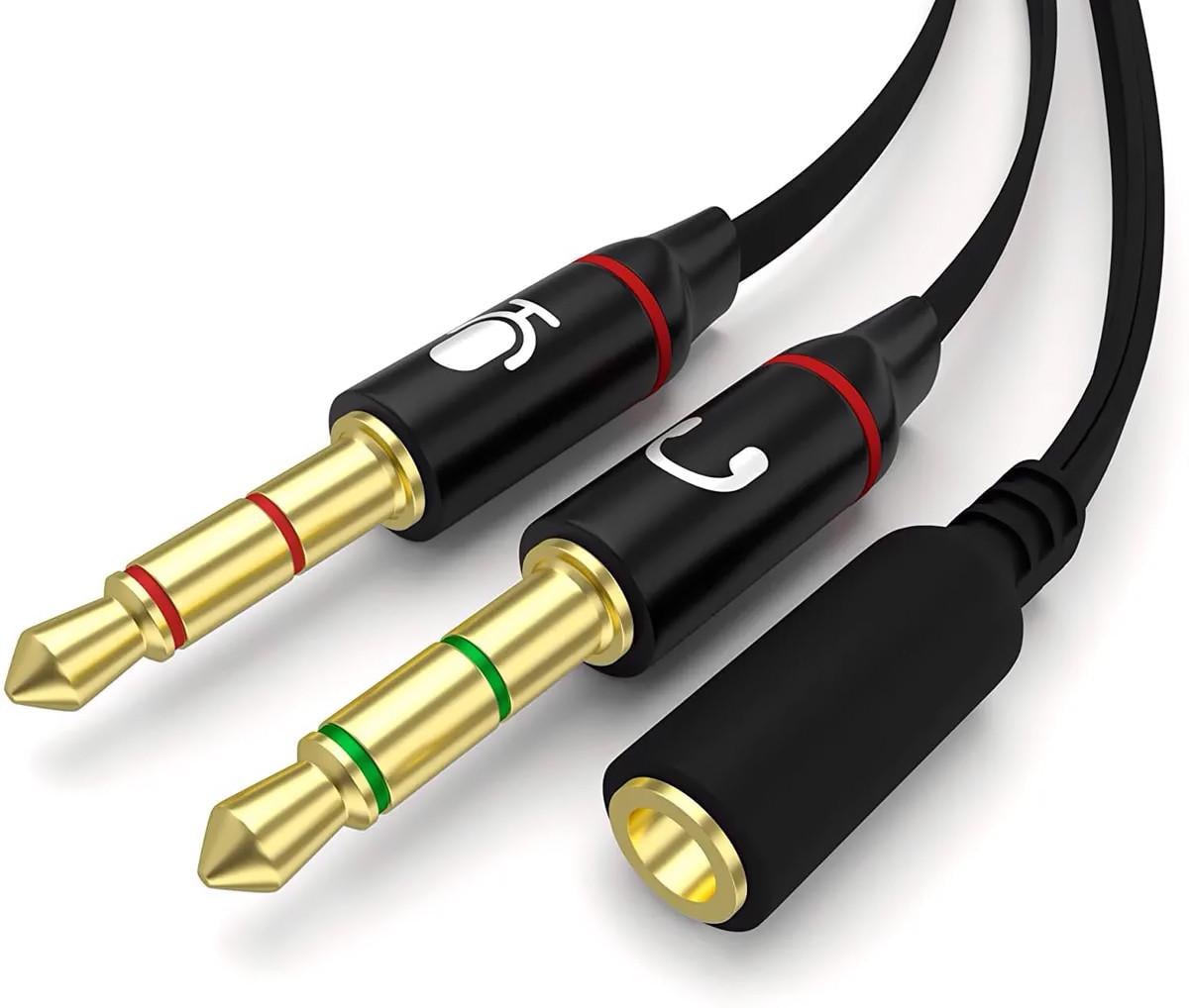 Аудио переходник AUX 4 pin на 3 pin Addap AJA-02 с раздвоенным интерфейсом 3,5 мм для наушников и микрофона