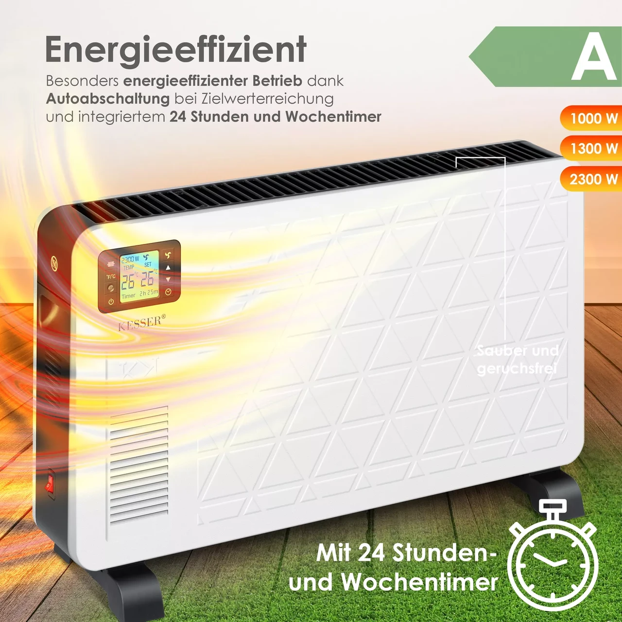 Обогреватель напольный KESSER 2300 Вт 30 м2 37°C - фото 7 Обогреватель напольный KESSER 2300 Вт 30 м2 37°C - фото 7