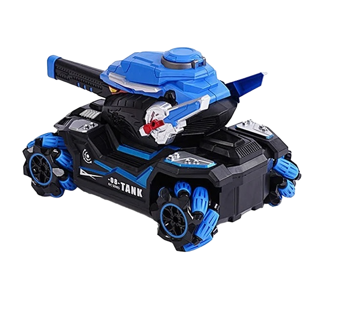 Танк на радиоуправлении RC Toys звуки/подсветка/аккумулятор 3,7V/пульт 24G/сенсорный браслет/стреляющая орбизами/фигурка героя Black/Blue (156184)