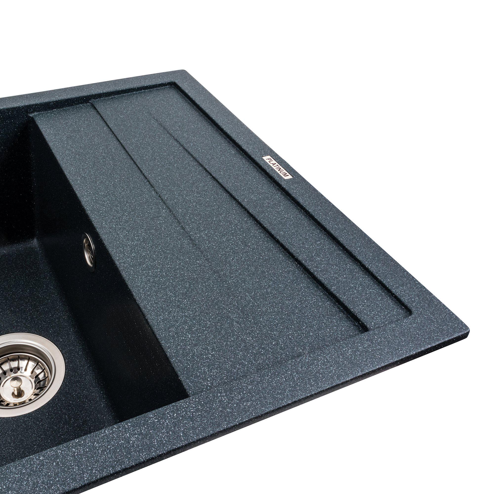 Мойка кухонная гранитная 7050 Cascada Platinum матовая Антрацитовый - фото 3