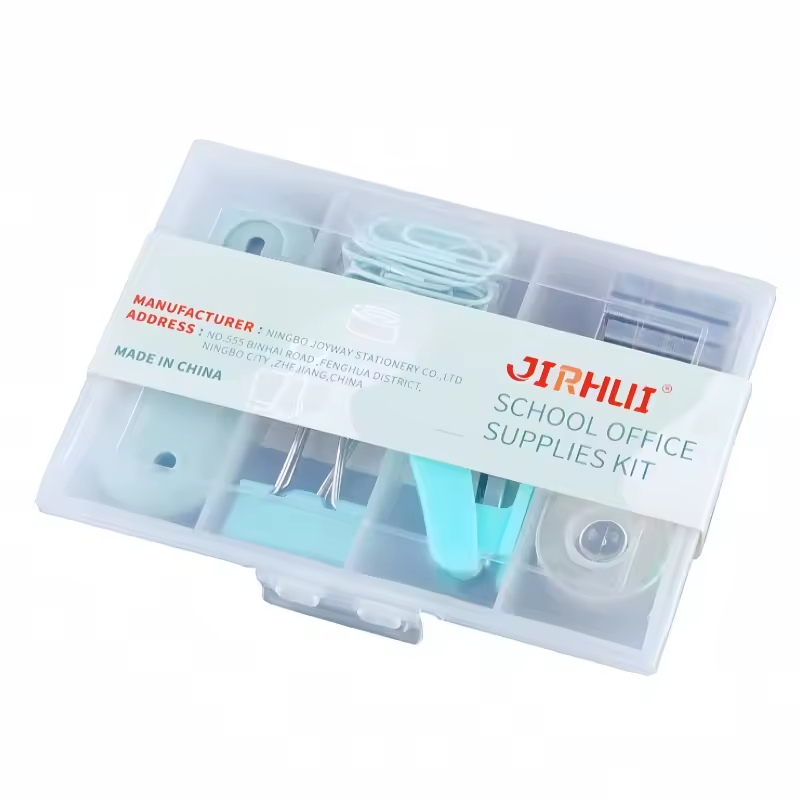 Настольный набор канцелярии органайзер для офиса степлер/скрепки/биндеры/нож канцелярский Голубой (JH-OF2401-Green)