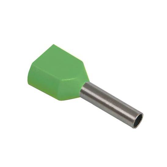 Наконечник изолированный двойной УЕК НГИ2 1,0-8 2х1 мм2 гильза 8 мм 100 шт. Зеленый (UTE10-D2-2-100)