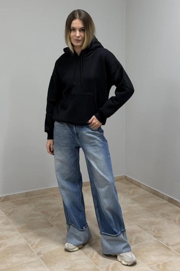 Худі жіночий М0211.4 з капюшоном M Чорний (30665236) - фото 3 Худі жіночий М0211.4 з капюшоном M Чорний (30665236) - фото 3