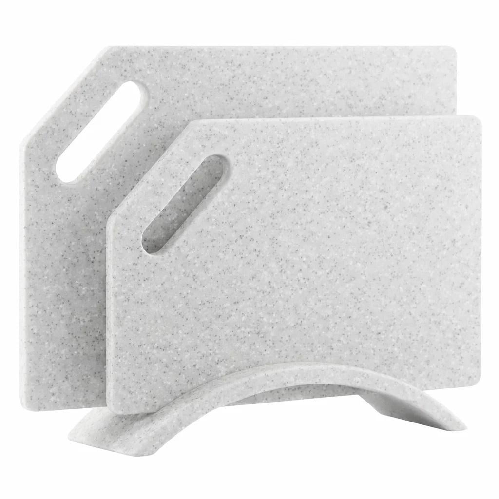 Набір кухонних дошок Bonro B-100 на підставці зі штучного каменю 2 шт. Графітовий (7067)