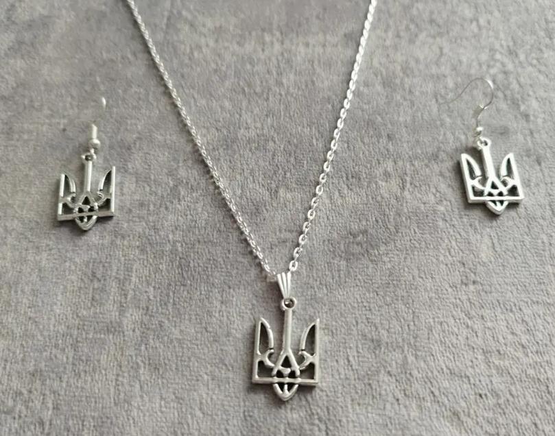 Комплект кулон і сережки тризуб України (1798449635)