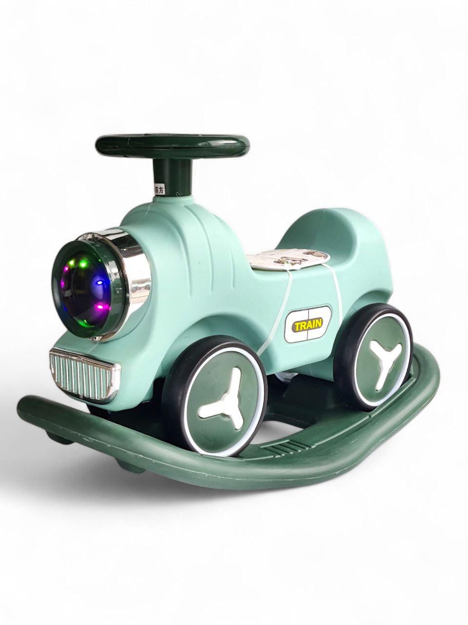 Толокар гойдалка Train NDM618 чотирьохколісний до 40 кг із звуковими ефектами Зелений (NDM618r-s1)