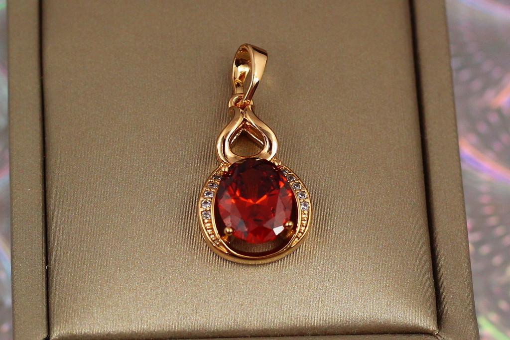 Кулон Xuping Jewelry Капля вина с красным камнем 2 см Золотистый
